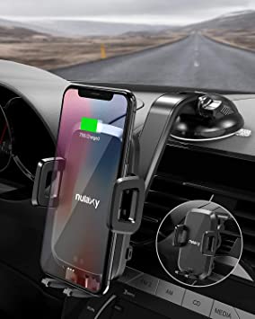 Nulaxy Wireless Car Charger, Auto Sensor 10W Qi Charging Car Mount, Automatic Clamping Dashboard Air Vent Car Phone Holder for iPhone 11 Pro Max/11/XS Max/XS, Galaxy S10/S20 Series, Google Pixel 3 XL