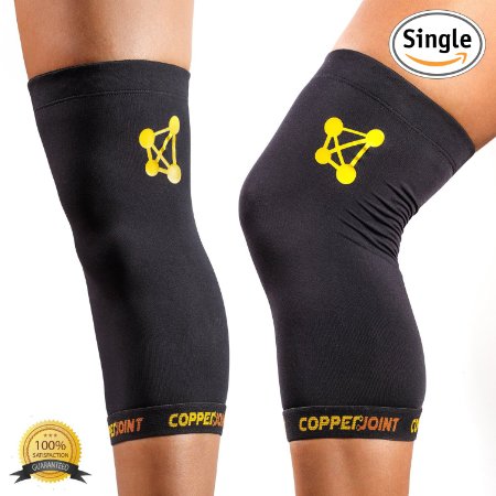 CopperJoint Copper Knee Brace 1 Compression Fit Support - GUARANTEED Recovery Sleeve - Wear Anywhere - Single