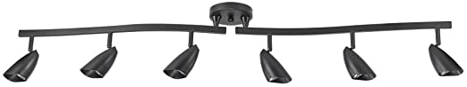 Globe Electric 59352 Grayson 6-Light Adjustable S-Shape Track Lighting, Black Color, Matte Finish, Bulbs Included