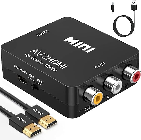 ABLEWE RCA to HDMI,AV to HDMI Converter, 1080P Mini RCA Composite CVBS Video Audio Converter Adapter Supporting PAL/NTSC for TV/PC/ PS3/ STB/Xbox VHS/VCR/Blue-Ray DVD Players