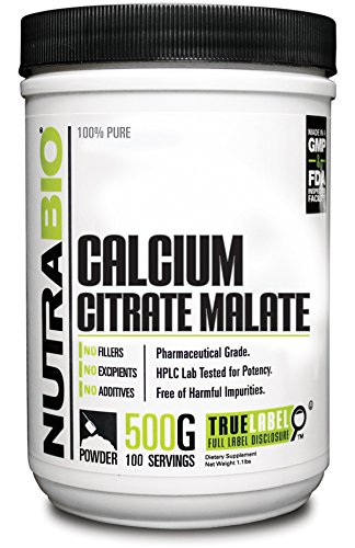 NutraBio Calcium Citrate Malate Powder - 500 Grams Albion Minerals