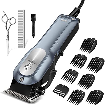 OMORC Dog Clippers with 12V High Power for Thick Coats, Professional Heavy Duty Dog Grooming Kit, Quiet Cat Clippers with 8 Comb Guides & Pro Accessories, Powerful Hair Trimmer Kit for Dogs Cats Horse