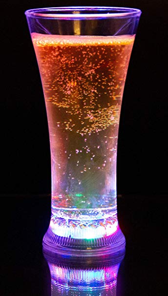 Liquid Activated Multicolor LED Pilsner Glass ~ Fun Light Up Beer Glass - 13 oz.