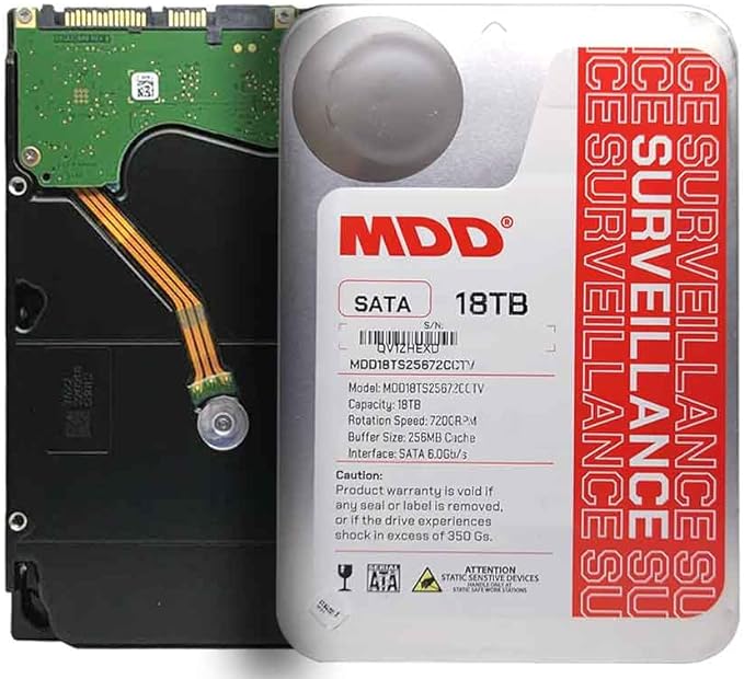 MDD (MDD18TS25672CCTV) 18TB 7200RPM 256MB Cache SATA 6.0Gb/s 3.5inch Internal Surveillance Hard Drive - 3 Years Warranty (Renewed)