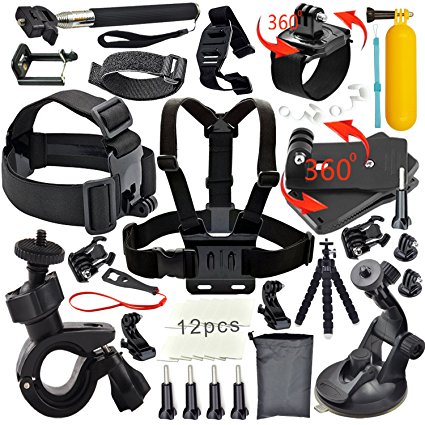 Erligpowht  Common Outdoor Sports Essentials Kit for All GoPro Hero 4 Silver Black Hero 4 3  3 2 1 in Parachuting Diving Surfing Rowing Running Cycling Camping And More