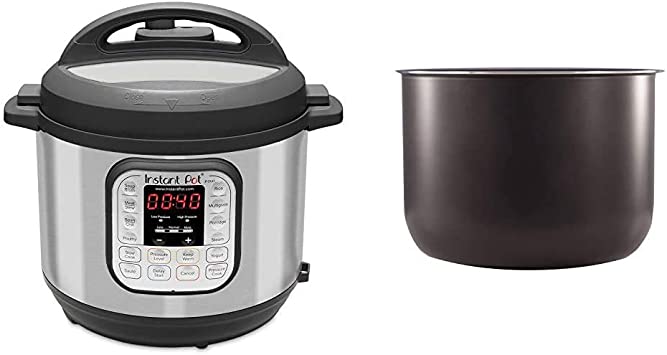 Instant Pot Duo 7-in-1 Electric Pressure Cooker, Sterilizer, Slow Cooker, Rice Cooker, Steamer, Saute, Yogurt Maker, and Warmer, 8 Quart, 14 One-Touch Programs & 8 Quart Ceramic Cooking Pot