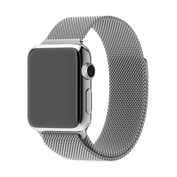 AsiaFly Apple Watch Band 42mm, Fully Magnetic Closure Clasp Mesh Loop Milanese Stainless Steel Bracelet Strap iWatch Band for Apple Watch Series 3, Series 2, Series 1 Sport & Edition - Silver
