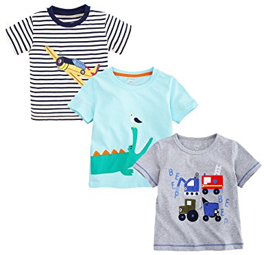 Little Bitty 3 Piece Pack Boy's Short Sleeve Embroidered T-Shirts &Tees