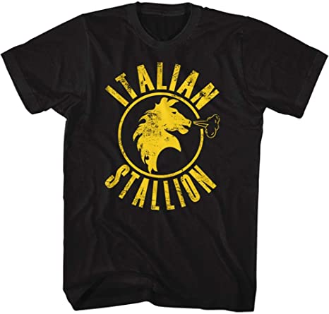 Rocky T-Shirt Distressed Yellow Italian Stallion Black Tee