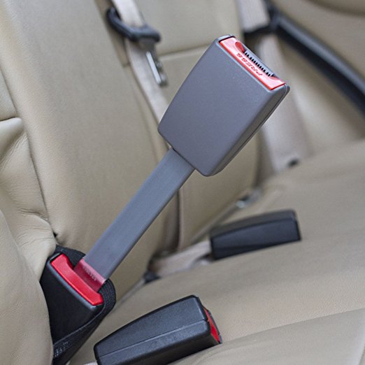 Safety Belt Extension Adds 7" to Belt Webbing Length (GRAY) - Buckle Up and Breathe Again - Type A with 21.5mm Wide Metal Tongue, Safety Tested & E4 Certified