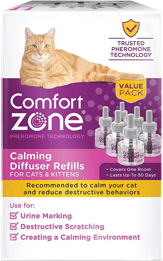 Comfort Zone Diffuser Kit for Cat Calming | Cat Calming Formula | Refill Only, 6 Pack