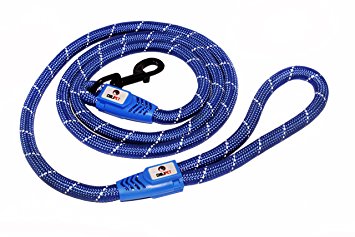 Comfortable & Shock Absorbing 6ft Dog Rope Leash Feature Soft Hand Loop Great for Walking Running Hiking Climbing & Training Leash with Safety Reflective Stitching For Medium & Large Sized Dogs