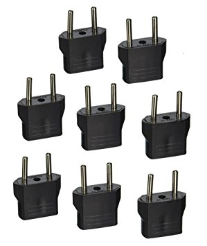 Tmvel ATOE USA American to Asia or European Electrical international Power Wall Outlet Travel Plug Adapter Socket - 8 PCS - High Quality USA to Europe