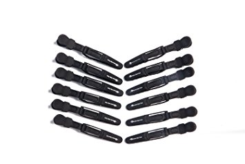 Mosher Salon Tools Rubber Coated No-slip Grip Croc Hair Styling Clips Black12 Pack
