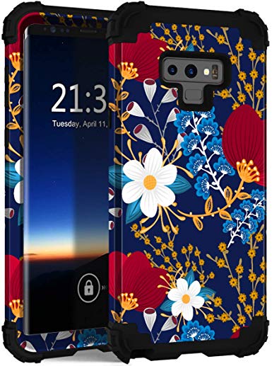 Galaxy Note 9 Case, Hocase Shockproof Heavy Duty Protection Hard Plastic Cover Silicone Rubber Dual Layer Protective Phone Case for Samsung Galaxy Note 9 (2018) SM-N960 - Creative Flower