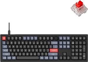 Keychron V6 Wired Custom Mechanical Keyboard Knob Version, Full-Size QMK/VIA Programmable Macro with Hot-swappable Keychron K Pro Red Switch Compatible with Mac Windows Linux Black (Non-Transparent)