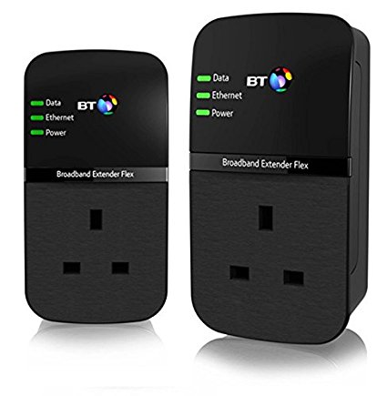 BT Broadband Extender Flex 500 Kit, Pass Through Powerline Adapters - Twin Pack