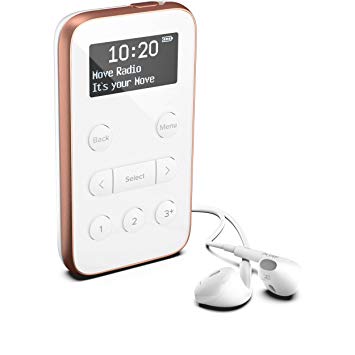 Pure UK Move R3 Rechargeable Personal Pocket DAB/DAB  and FM Radio with Noise Isolating Headphones and 20 Station Presets, White