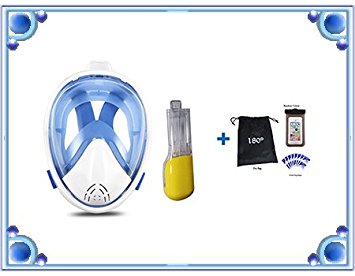 180° FULL FACE SNORKEL MASK Snorkeling Set with Panoramic View Anti-Fog Snorkels, Anti-Leak with Adjustable Head Straps with longer Snorkeling Tube Larger Area