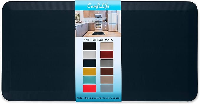 ComfiLife Anti Fatigue Floor Mat – 3/4 Inch Thick Perfect Kitchen Mat, Standing Desk Mat – Comfort at Home, Office, Garage – Durable – Stain Resistant – Non-Slip Bottom (20" x 39", Navy)
