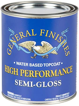 General Finishes High Performance Water Based Topcoat, 1 Quart, Semi-Gloss