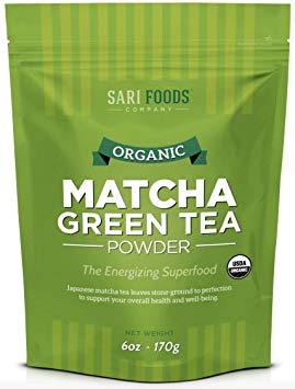 Organic Japanese Matcha Green Tea Powder:6 Ounce. Natural Plant Based Superfood:Increase Energy, Focus & Metabolism, Fight Aging, Burn Fat & Relieve Stress With Antioxidants, Polyphenols & Amino Acids