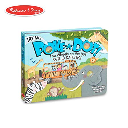 Melissa & Doug Children's Book - Poke-A-Dot: The Wheels On The Bus Wild Safari (Board Book with Buttons To Pop)