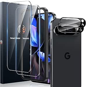 LK 2 2 Pack Screen Protector for Google Pixel 9 Pro, 2pcs Tempered Glass Screen Protector & 2pcs Camera Lens Protector for 9 Pro, Support Fingerprint Unlock, HD Screen, Anti-Scratch, Easy Installation