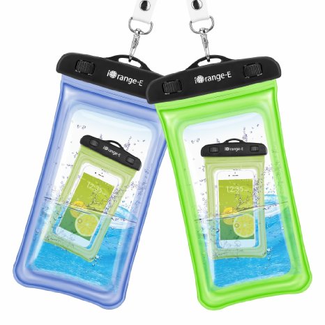 Waterproof Case, 2 Pack iOrange-E Clear Universal Waterproof Cellphone Case, Transparent Dry Bag, Pouch, Snowproof Dirtproof for iPhone 6S Plus SE 5S, Samsung Galaxy S7 S6 edge, Note 5 4 - Blue, Green
