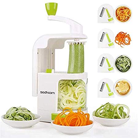 Spiralizer 4-Blade Vegetable Spiralizer Sedhoom Heavy Duty Spiral Slicer Zucchini Noodle & Veggie Pasta & Spaghetti Maker for Low Carb/Paleo/Gluten-Free Meals