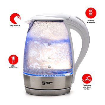 Magic Mill 10 Cup Cordless Electric Kettle Glass Series (WHITE)