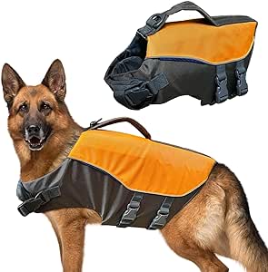 KONG Aqua Pro Dog Flotation Life Jacket Vest, Swimming Float Aid with Safety Handle, Adjustable Comfortable Durable Preserver High Buoyancy Coat (Large)