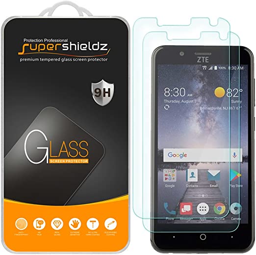 (2 Pack) Supershieldz for ZTE Blade Vantage Tempered Glass Screen Protector, Anti Scratch, Bubble Free