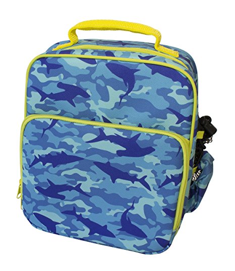 Insulated Durable Lunch Bag - Reusable Meal Tote With Handle and Pockets - Shark Camo