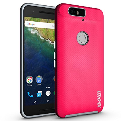 Xboun Nexus 6P Case Shock Resistant ProtectiveHard PC Cover   Silicone Hybrid Scratch-Resistant Case for Huawei Google Nexus 6P Smartphone - Neon Pink