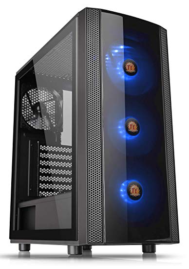 Thermaltake Versa J25 Tempered Glass RGB Edition 12V MB Sync Capable ATX Mid-Tower Chassis with 3 120mm 12V RGB Fan   1 Black 120mm Rear Fan Pre-Installed CA-1L8-00M1WN-01