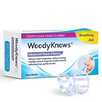 WoodyKnows Anti-Snoring Solution - Advanced Nasal Dilators Nose Vents Snore Stoppers to Ease Snoring and Breathing - Good Alternatives to Nasal Strips Chin Strap Jaw Strap Supporter, Large, 2 Counts
