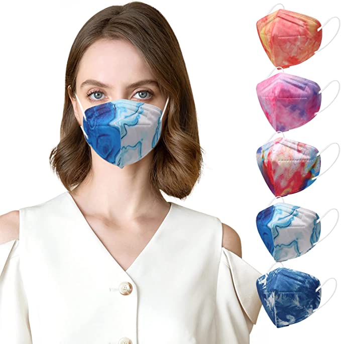 KN95 Face Masks 50 Pack 5-Ply Breathable Safety Respirator Multicolor Cup Dust Disposable KN95 Mask