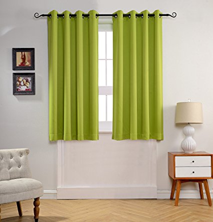 MYSKY HOME Solid Grommet top Thermal Insulated Window Blackout Curtains for Nursery Room 52 by 63 inch, Apple Green (1 panel)