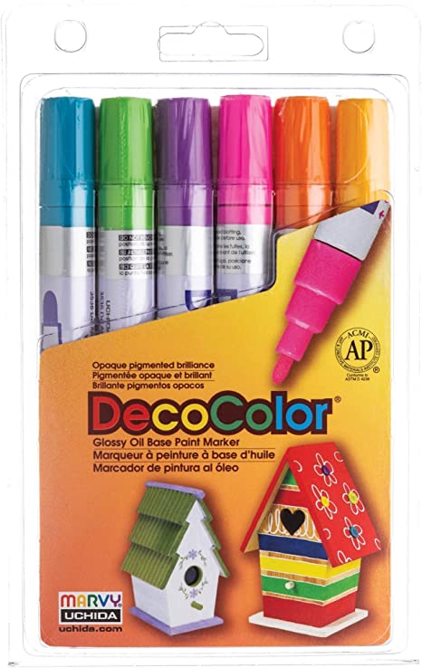 Uchida Of America DecoColor Paint Marker, Primary Colors, 6 per Set
