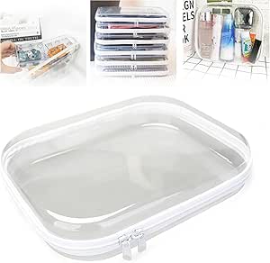 Zippered Transparent Cases for Snacks,Hard Sided Pencil Case Clear Zipper,Clear Hard Shell Zipper Case,A Glam Way To Organize, Durability Zippered Hard Pouch Clear Zipper Case (7.87*4.72*1.96 inch)