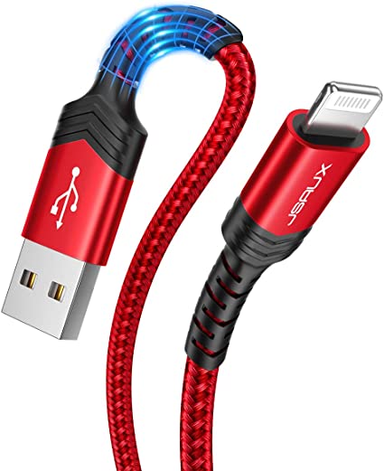 Lightning iPhone Charger Cable (2-Pack 4ft 6ft), JSAUX [Upgarded C89 Apple MFi Certified] Nylon Braided Fast Charging Cord Compatible with iPhone 11 Xs Max X XR 8 7 6s 6 Plus 5 5s 5c,iPad,iPod - Red