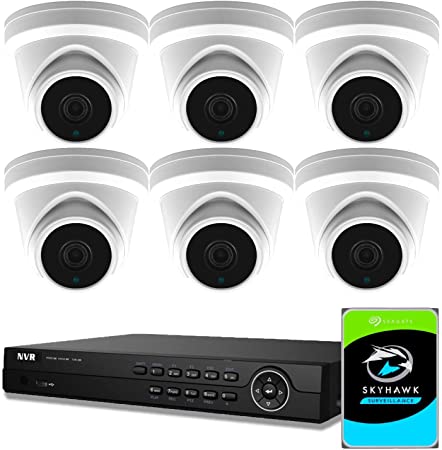 【5MP】 Hikvision Generic Home Business Wired Security Camera Systems,8-Channel 4K Network Video Recorder(2TB HDD),6pcs 5MP(2.5X1080P) Outdoor Turret PoE IP Camera,Free App,P2P Cloud,Onvif,Surveillance