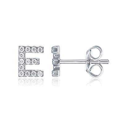 PAVOI 925 Sterling Silver CZ Simulated Diamond Stud Earrings Fashion Alphabet Letter Initial Earrings