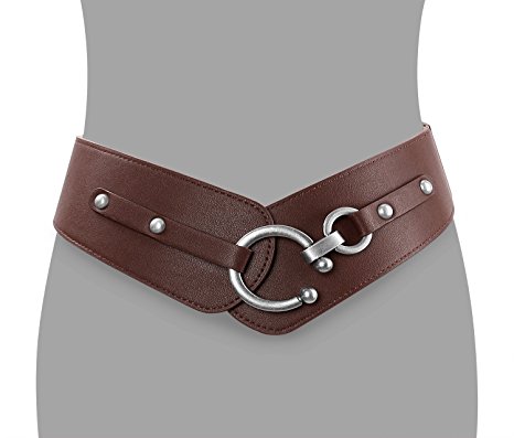 JasGood Women's Fashion Vintage Wide Elastic Stretch Waist Belt With Interlock Buckle