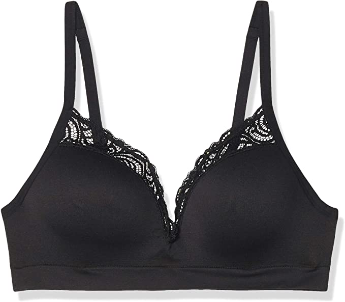 Amazon Brand - Mae Women's Plunge Bralette with Lace Neckline (for A-C cups)