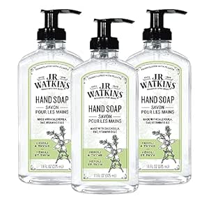 J.R. Watkins Liquid Hand Soap With Dispenser, Moisturizing Hand Soap, Alcohol-Free Hand Wash, Cruelty-Free, USA Made Liquid Soap For Bathroom and Kitchen, Neroli & Thyme, 11 Fl Oz, 3 Pack