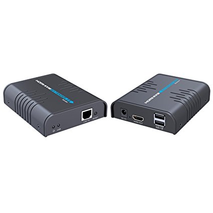 E-SDS 1080P HDMI KVM Extender over Single Cat5/5E/6/7 Ethernet Cable Support One sender to Many Receivers,HDMI Extender with USB up to 365Ft(CAT6) Support USB Keyboard & Mouse