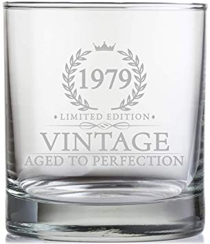 40th Birthday Gifts for Men Turning 40 Years Old - 11 oz. Vintage 1979 Whiskey Glass - Funny Fortieth Whisky, Bourbon, Scotch Gift Ideas, Party Decorations and Supplies for Him, Husband, Dad, Man