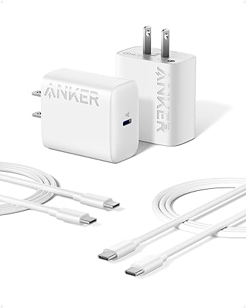 25W USB-C Super Fast Charger, Anker Charger (Non-Foldable) with USB-C Cable, Supports PPS Fast Charging for Samsung Galaxy S23 Ultra/S23 /S23/S22/S21/S20/Note 20, and More (2-Pack 5 ft Cable Included)